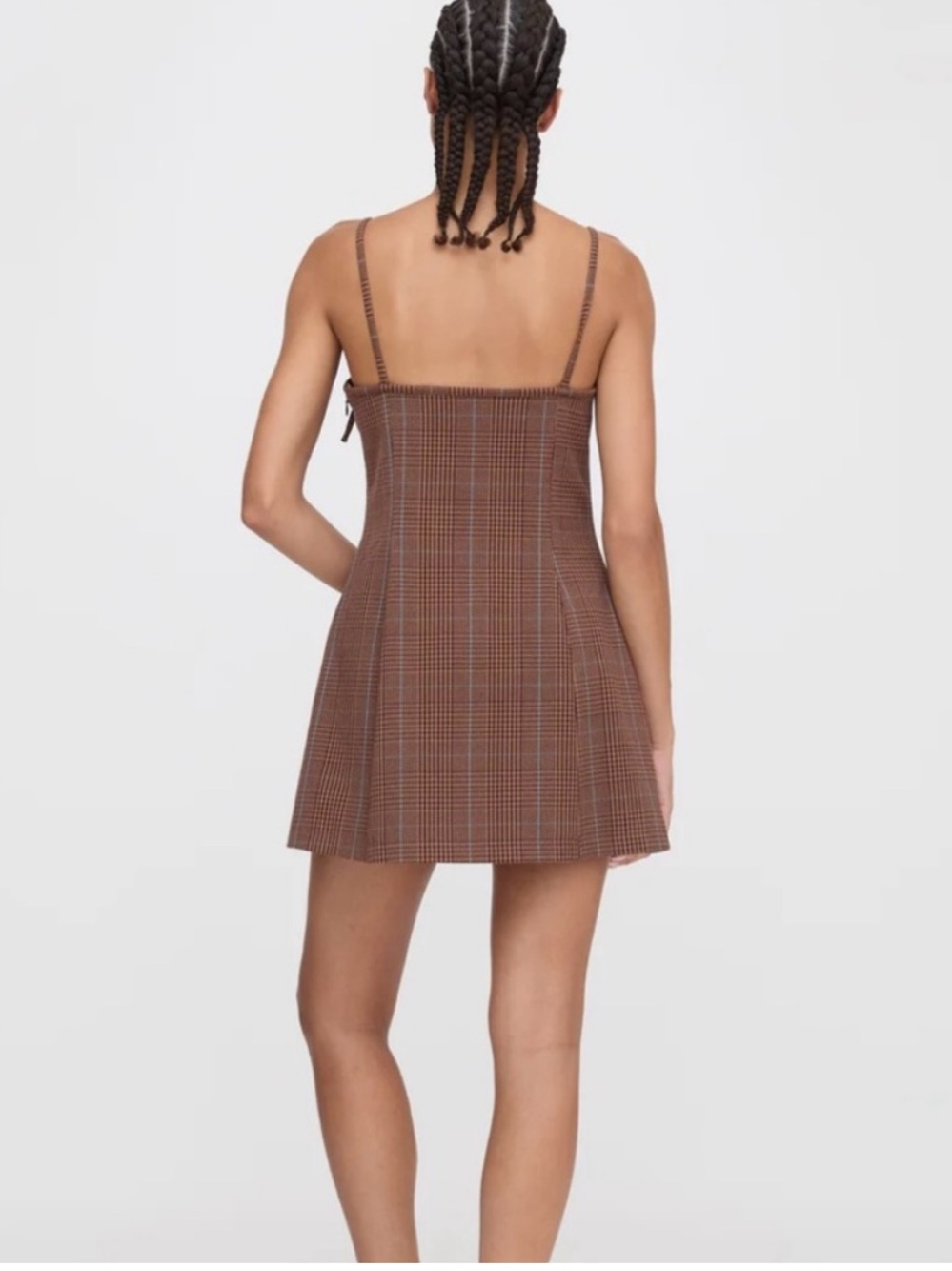 Hill House Home Rennie Dress Brown Plaid Houndstooth Mini Length Size L - Picture 3 of 8